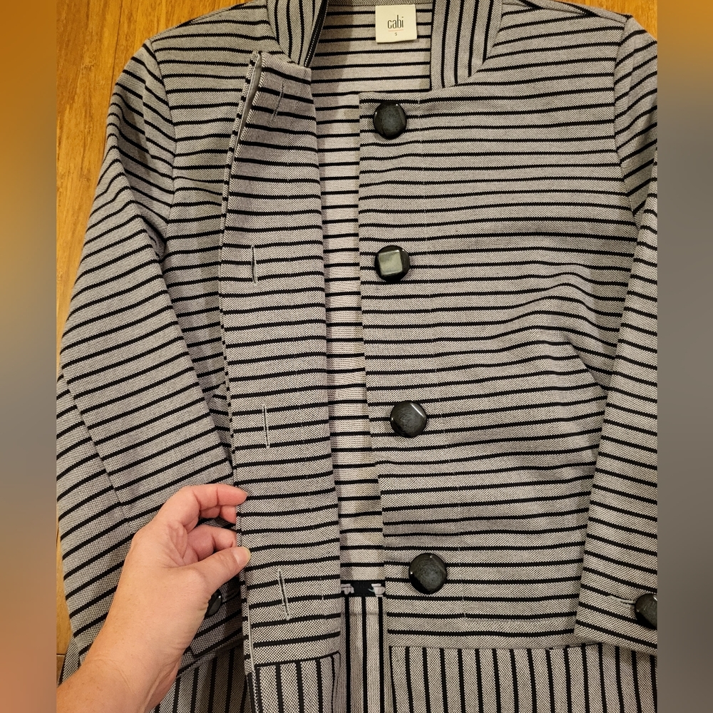 Cabi Womens Dappled Striped Car Coat Style 5474 Size S Black/Gray - Picture 4 of 9